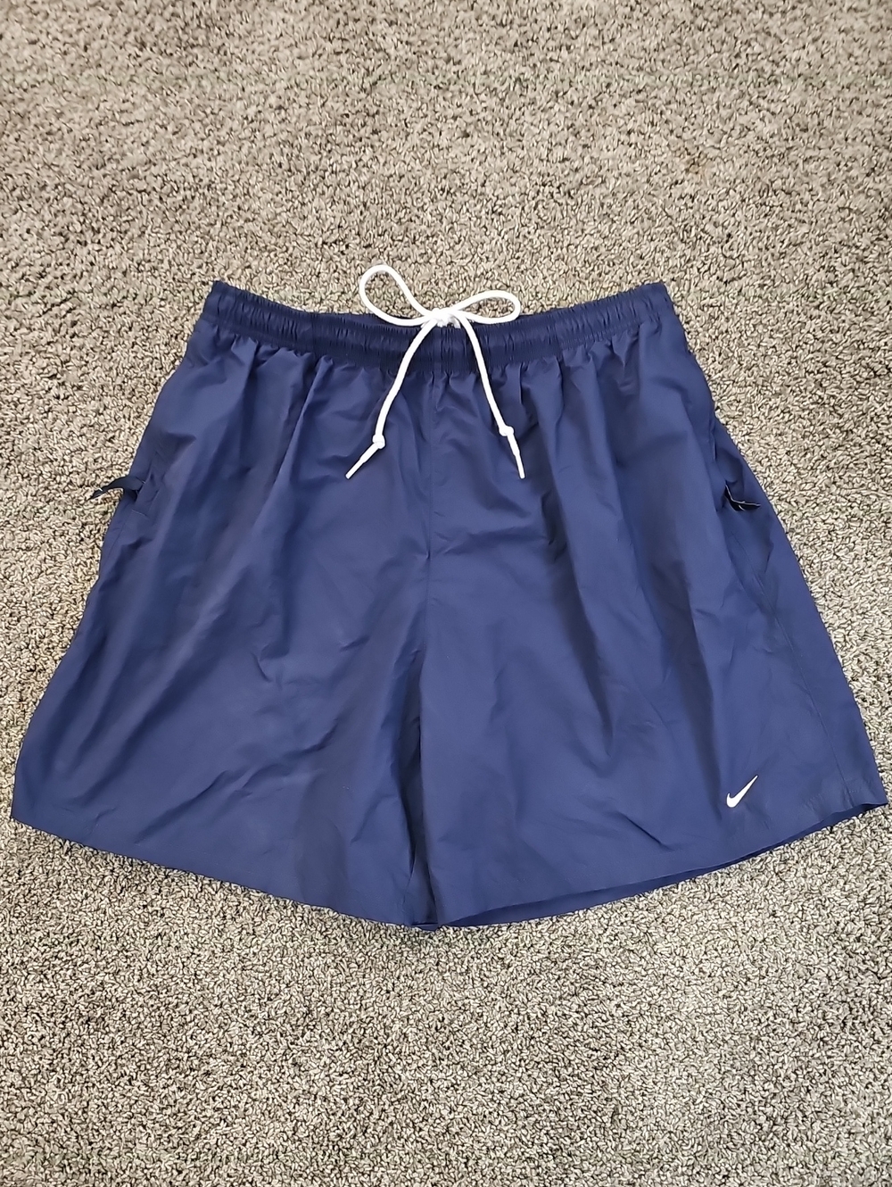 EUC Mens Vintage NIKE Blue Mesh Lined Back Spellout Swim Trunks XXL Swim Shorts